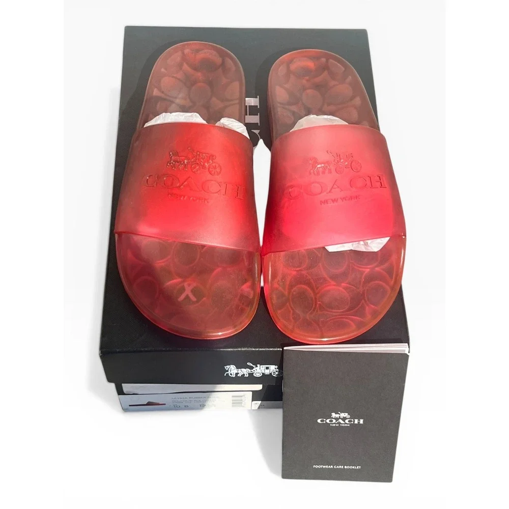 Coach Ulyssa Rubber Slide Petunia Black Cherry Pink Jelly Sandals C3068 Women10 - Picture 4 of 5